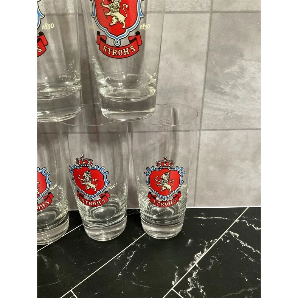 Lot of 7 STROH'S RASTAL PILSNER BEER GLASS, GLASSES, .25 LITER Vintage